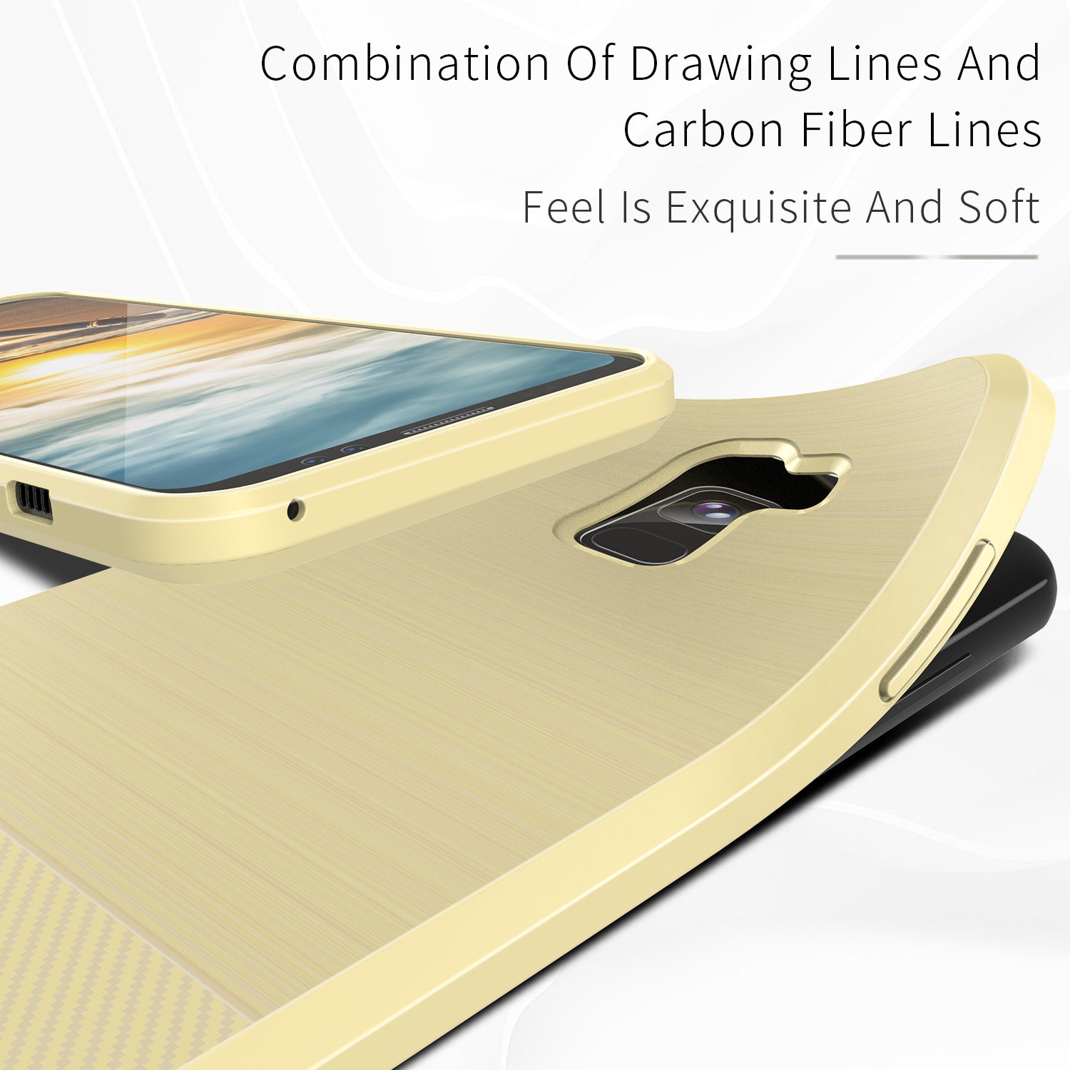 Samsung Galaxy A8 2018 TPU Hoesje Geborsteld Goud