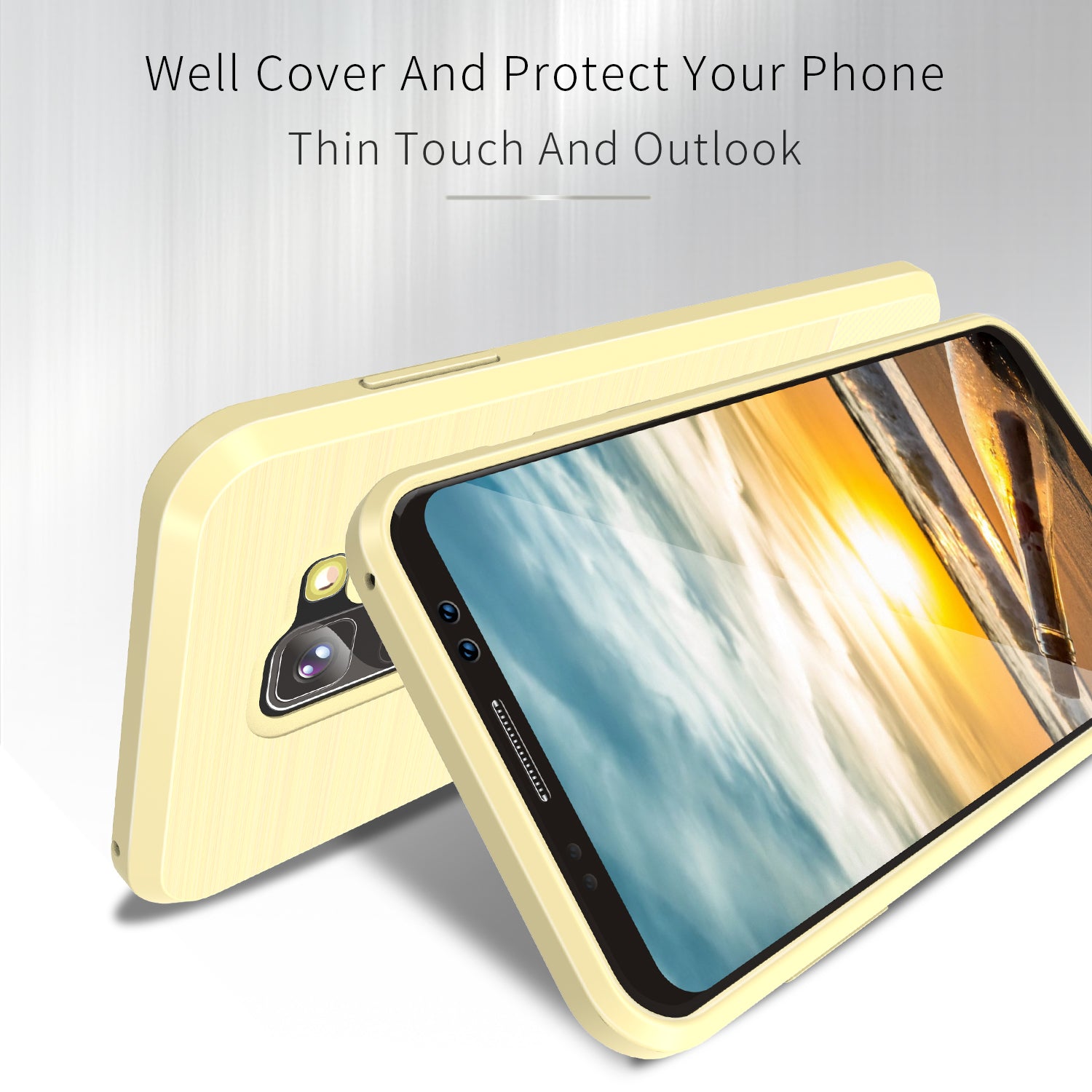 Samsung Galaxy A8 2018 TPU Hoesje Geborsteld Goud