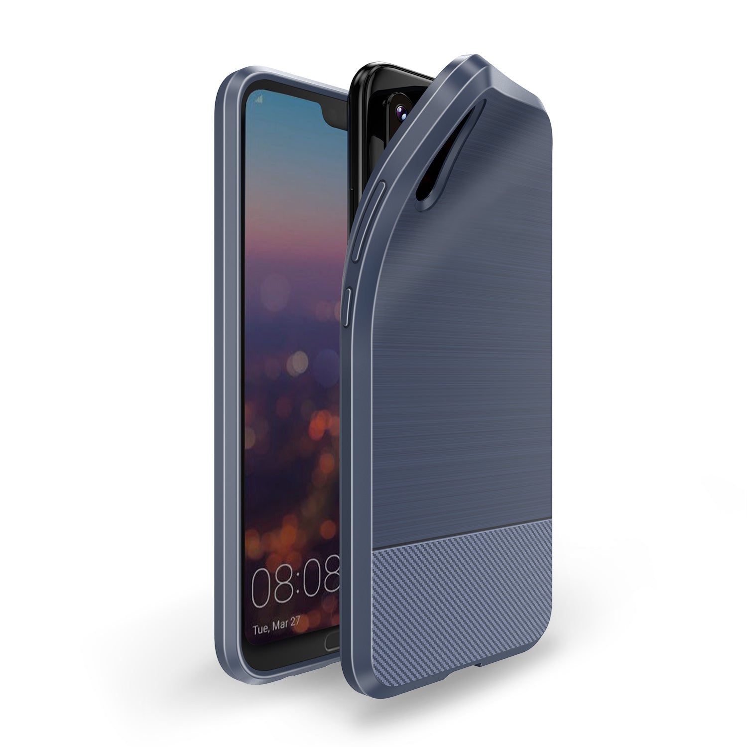 Huawei P20 TPU Hoesje Geborsteld Blauw