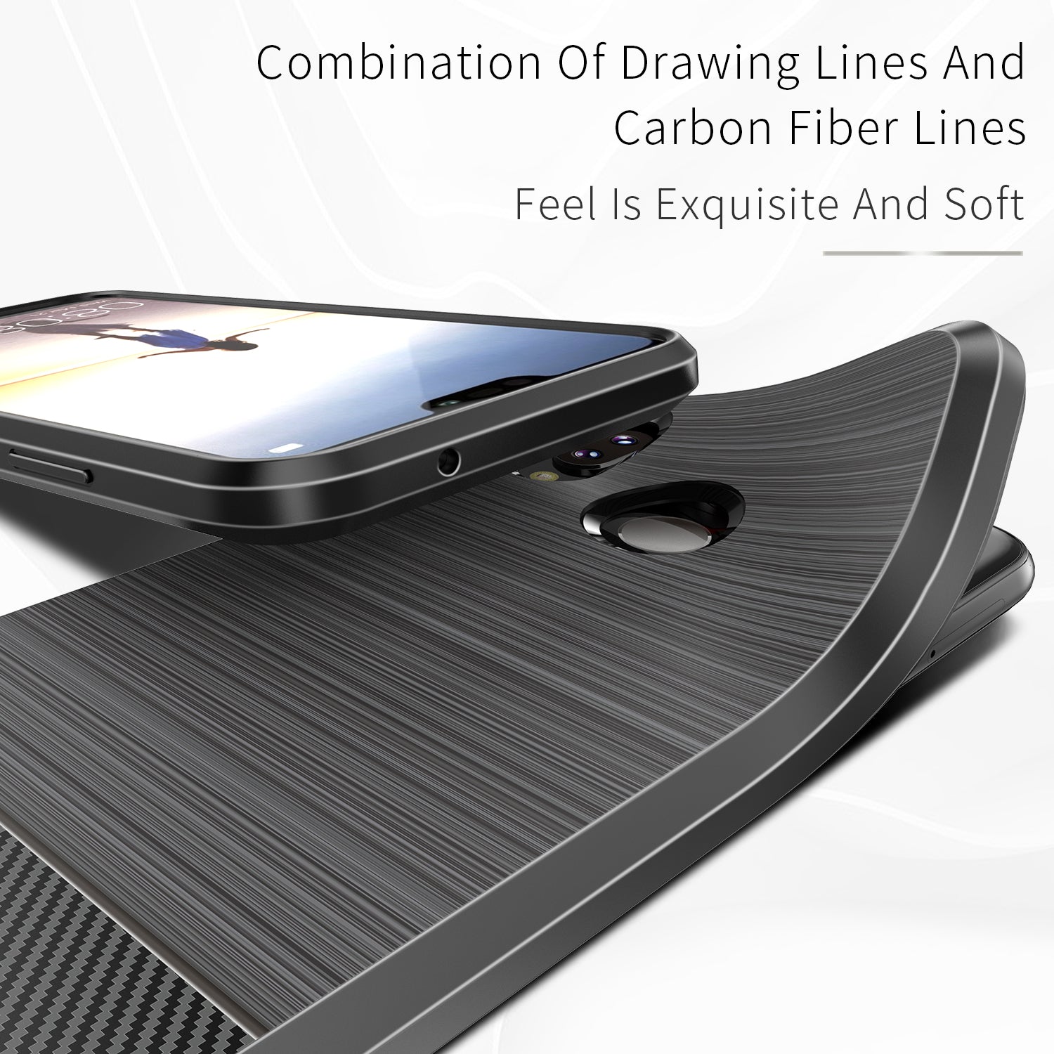 Huawei P20 Lite TPU Hoesje Geborsteld Zwart