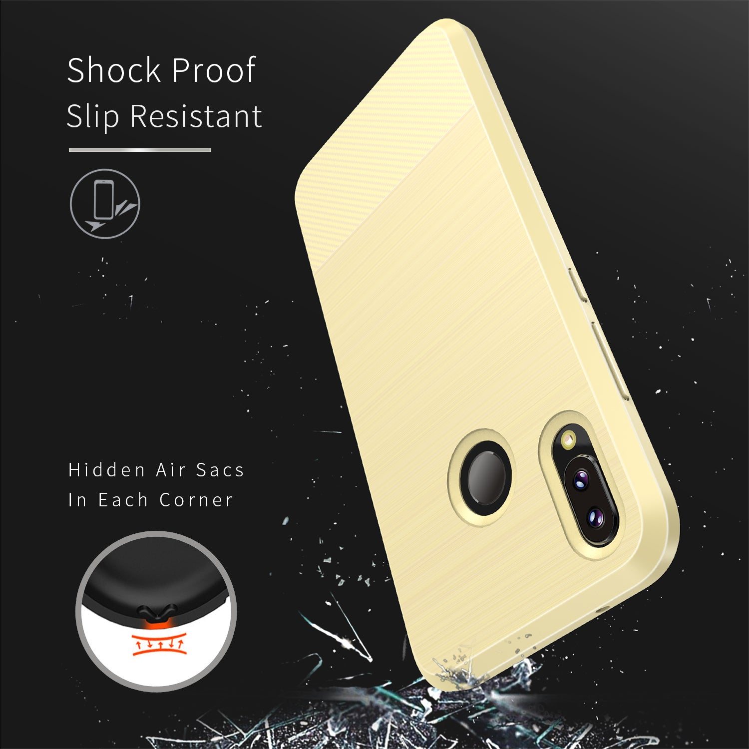 Huawei P20 Lite TPU Hoesje Geborsteld Goud