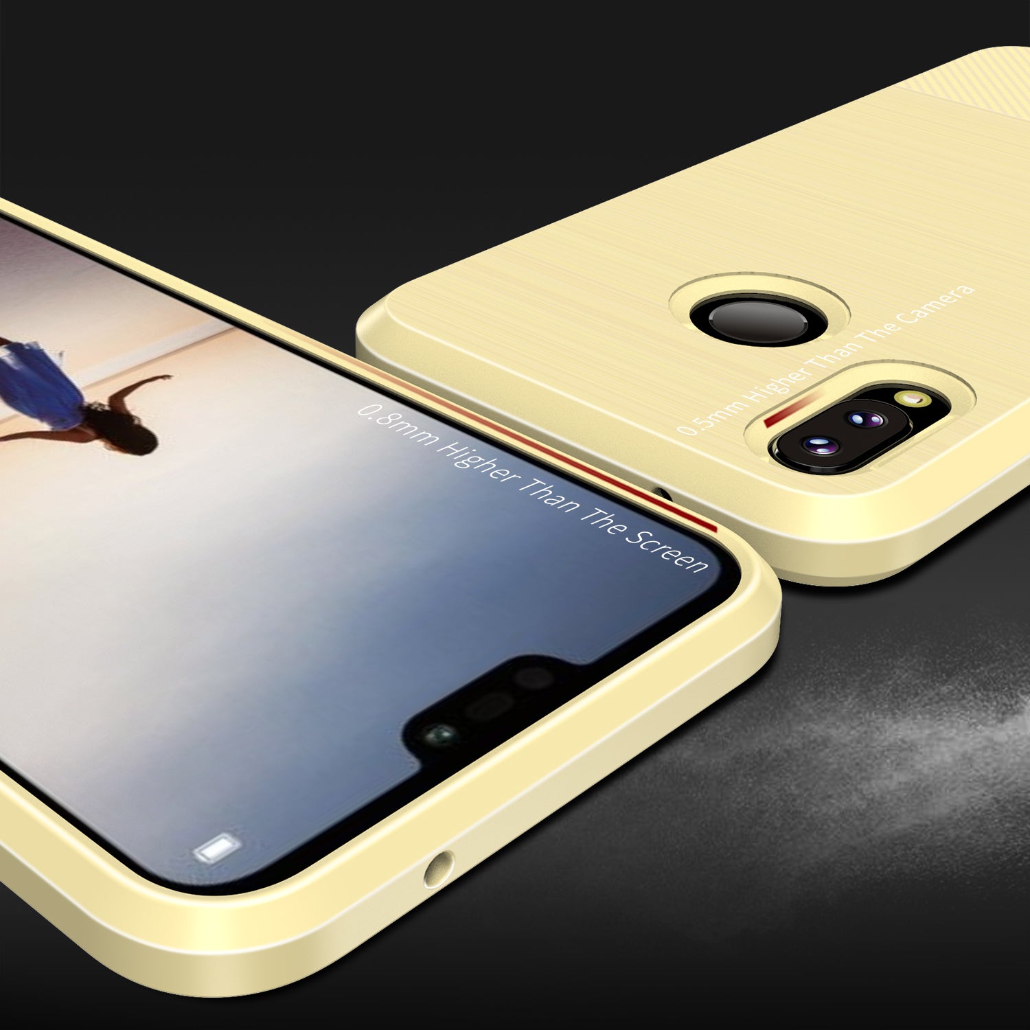 Huawei P20 Lite TPU Hoesje Geborsteld Goud