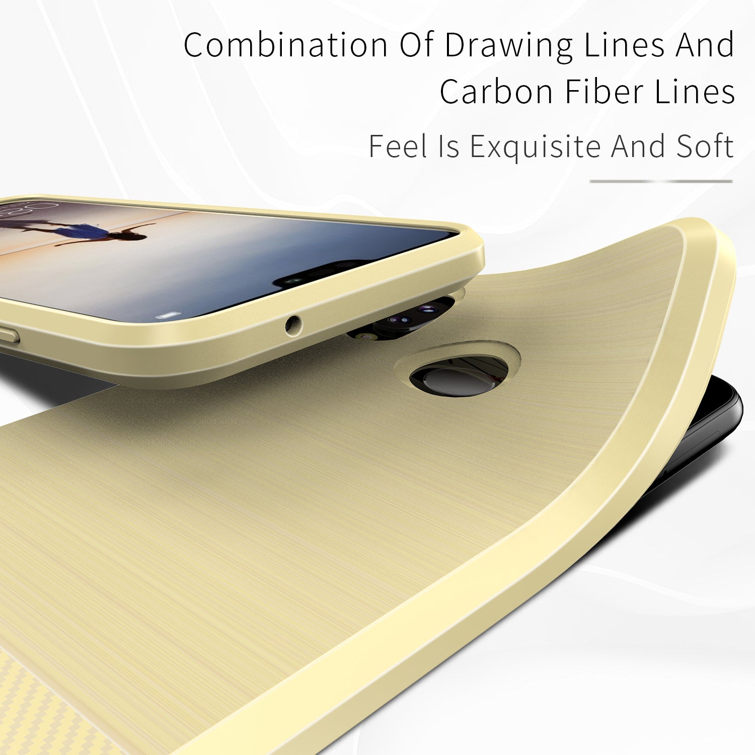 Huawei P20 Lite TPU Hoesje Geborsteld Goud