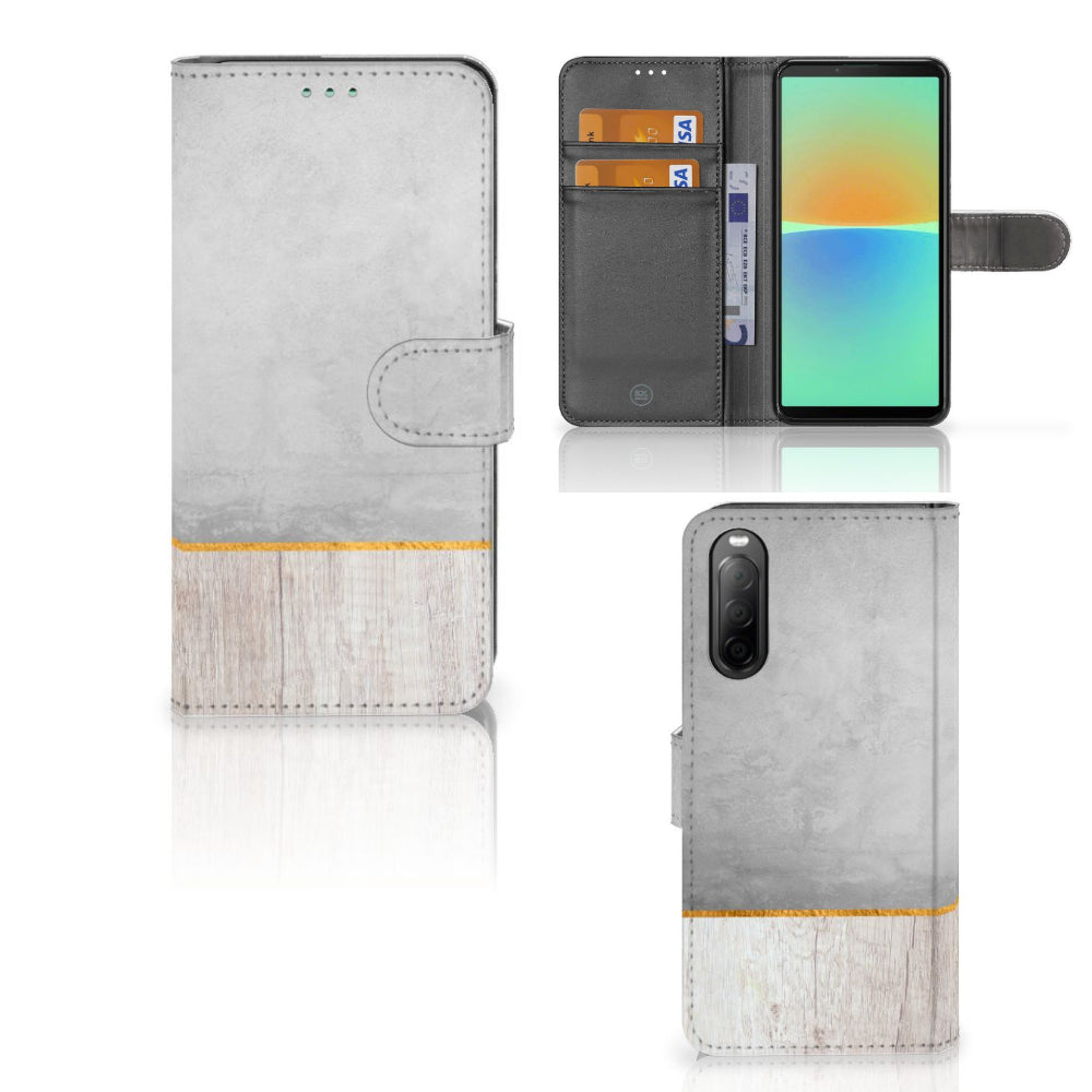 Sony Xperia 10 IV Book Style Case Wood Concrete