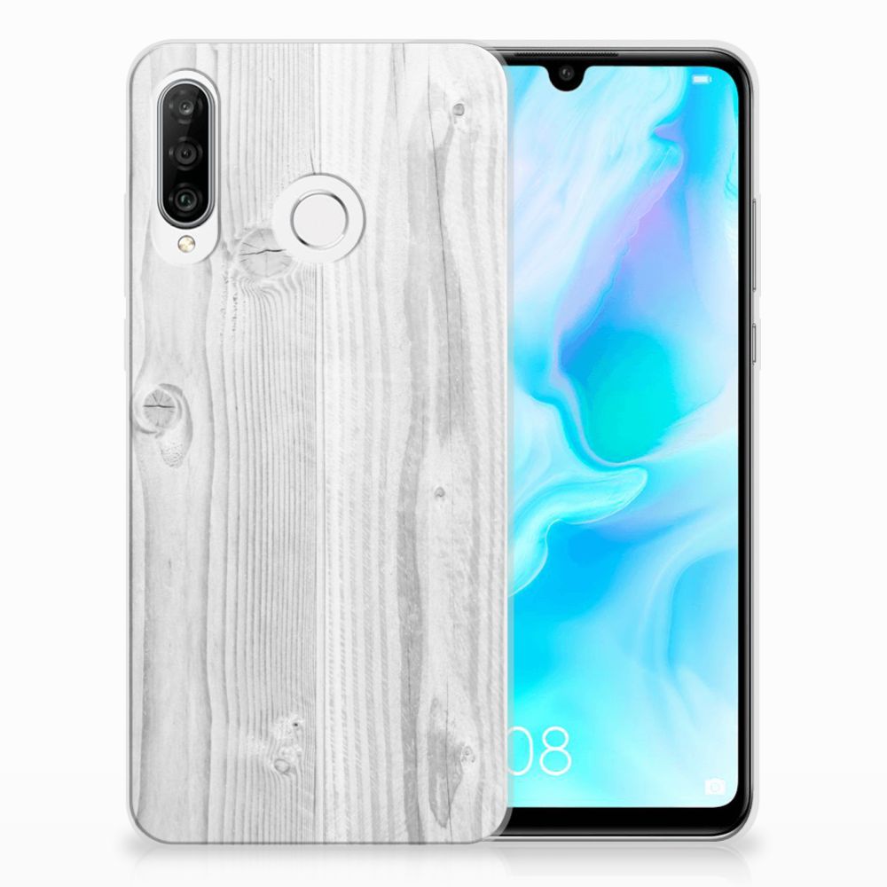 Huawei P30 Lite Bumper Hoesje White Wood