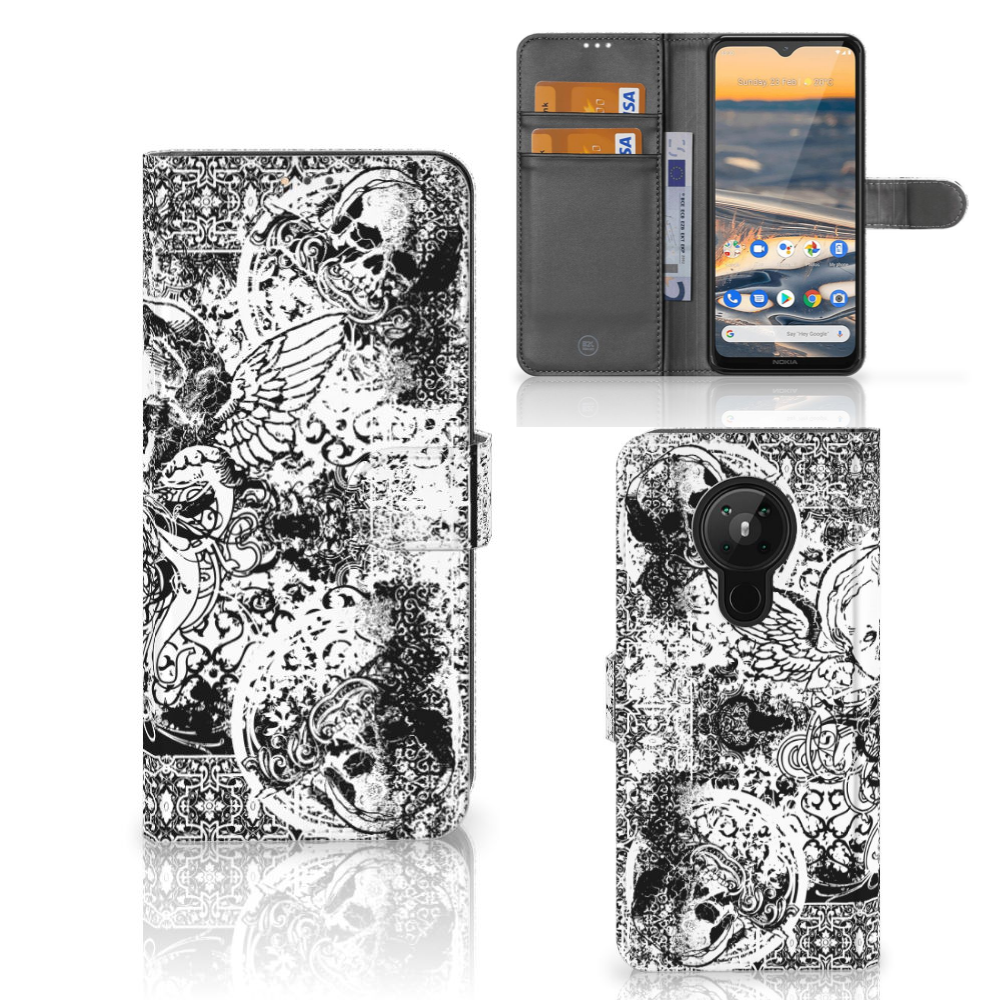 Telefoonhoesje met Naam Nokia 5.3 Skulls Angel