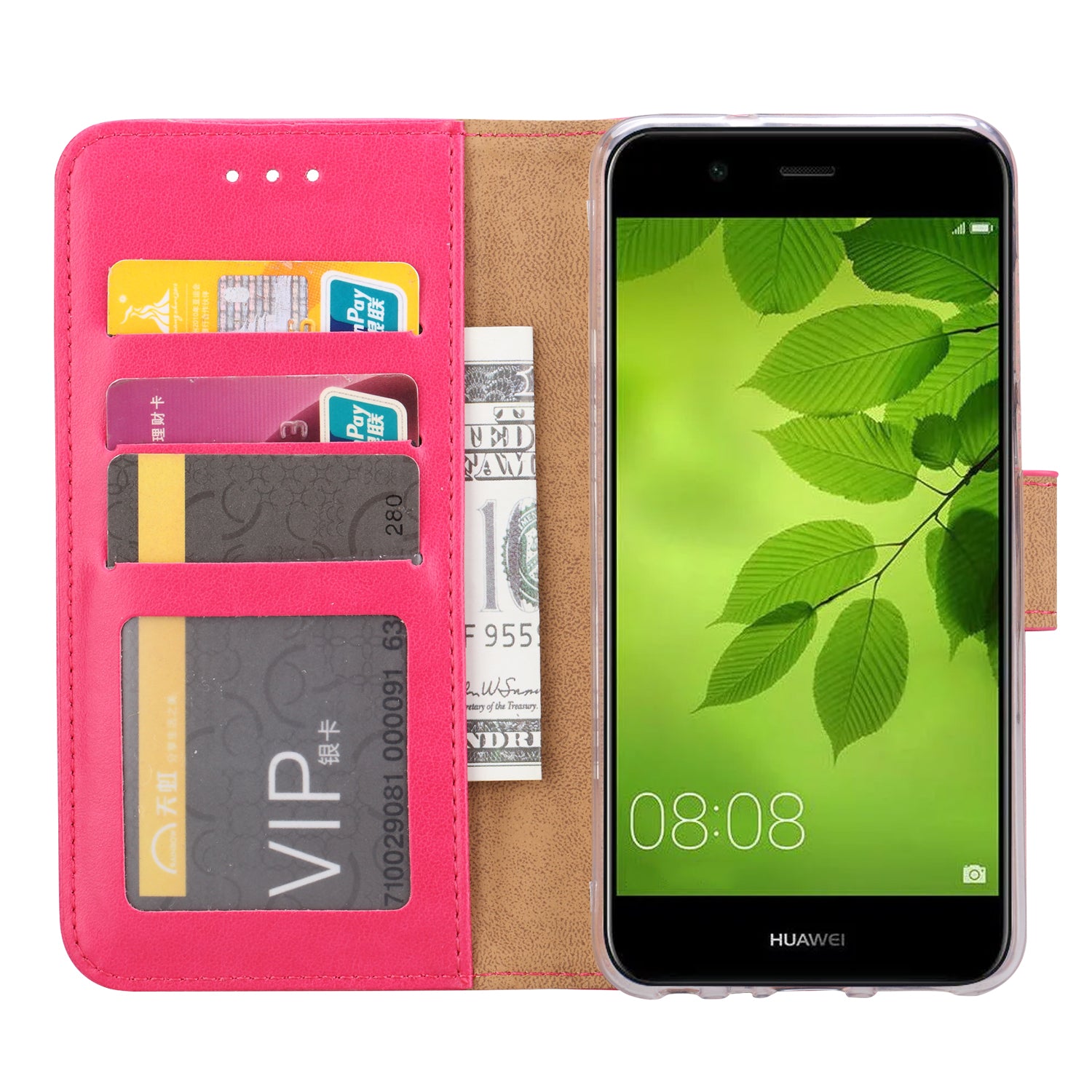 Huawei P Smart Hoesje Roze met Pasjeshouder