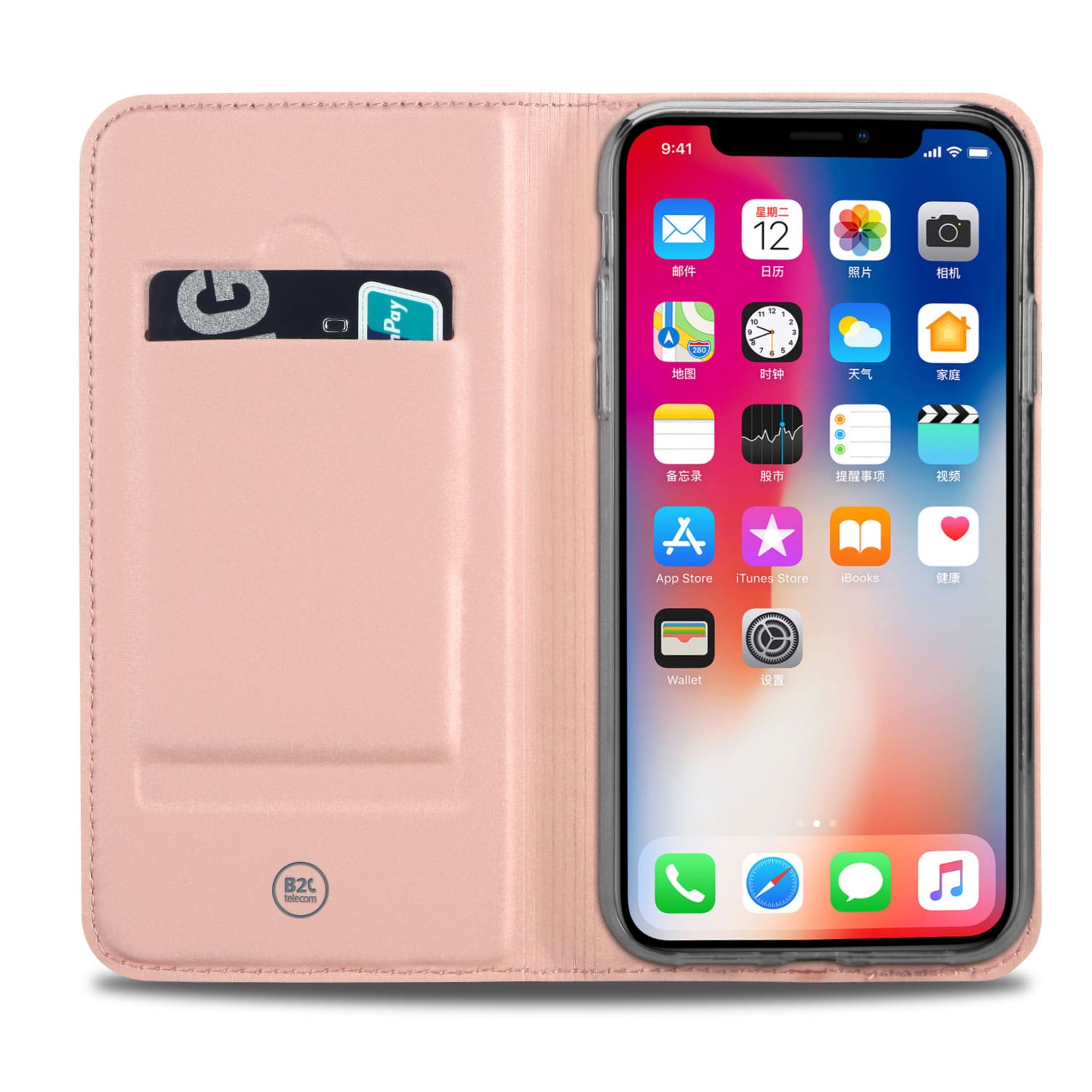 Apple iPhone X | Xs Hoesje Rose met Pashouder