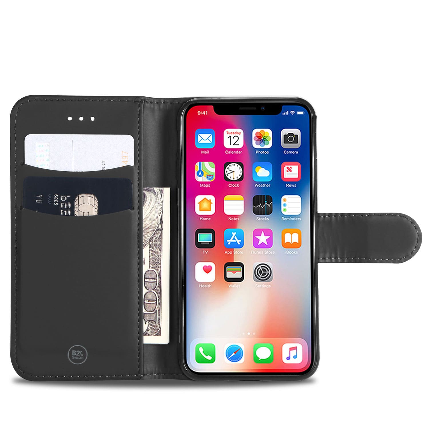 Apple iPhone Xs Max Hoesje Grijs met Pasjeshouder