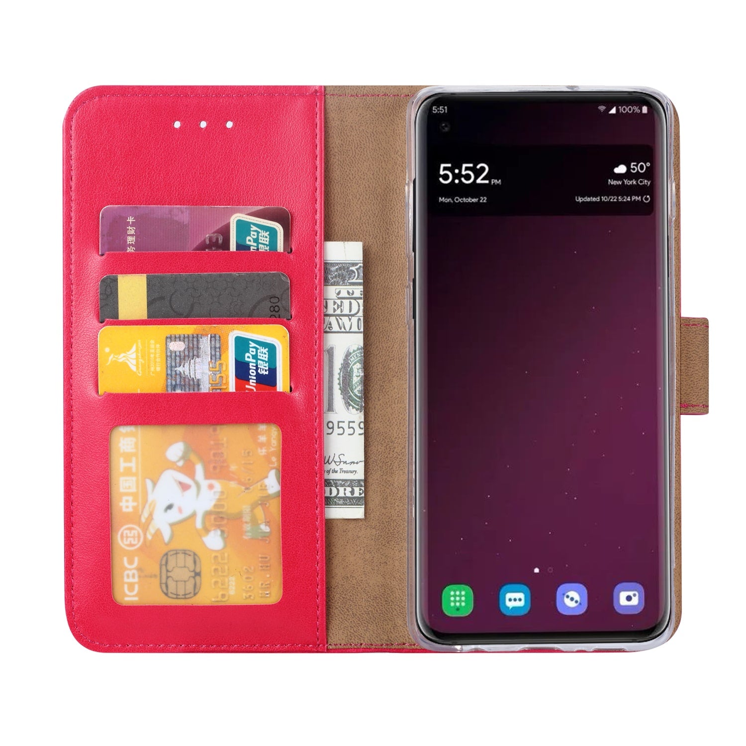 Samsung S10 Plus Hoesje Roze met Pasjeshouder