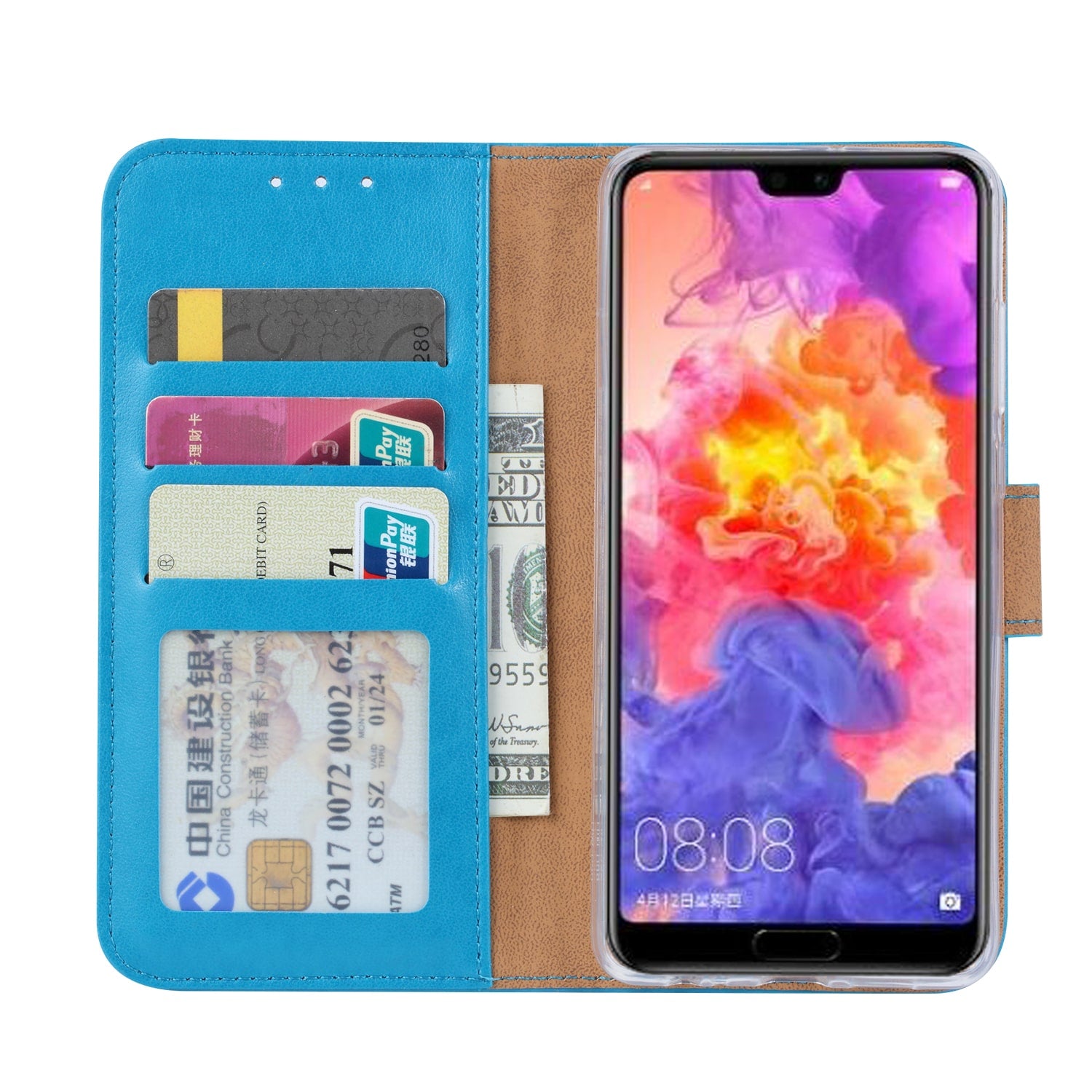 Huawei P30 Hoesje Turqiose met Pasjeshouder