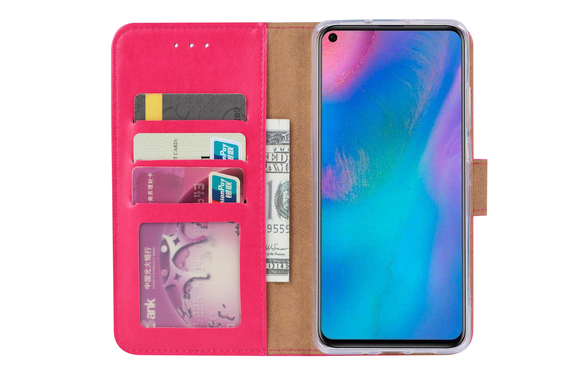 Huawei P30 Pro Hoesje Roze met Pasjeshouder