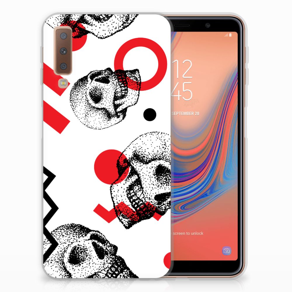 Silicone Back Case Samsung Galaxy A7 (2018) Skull Red