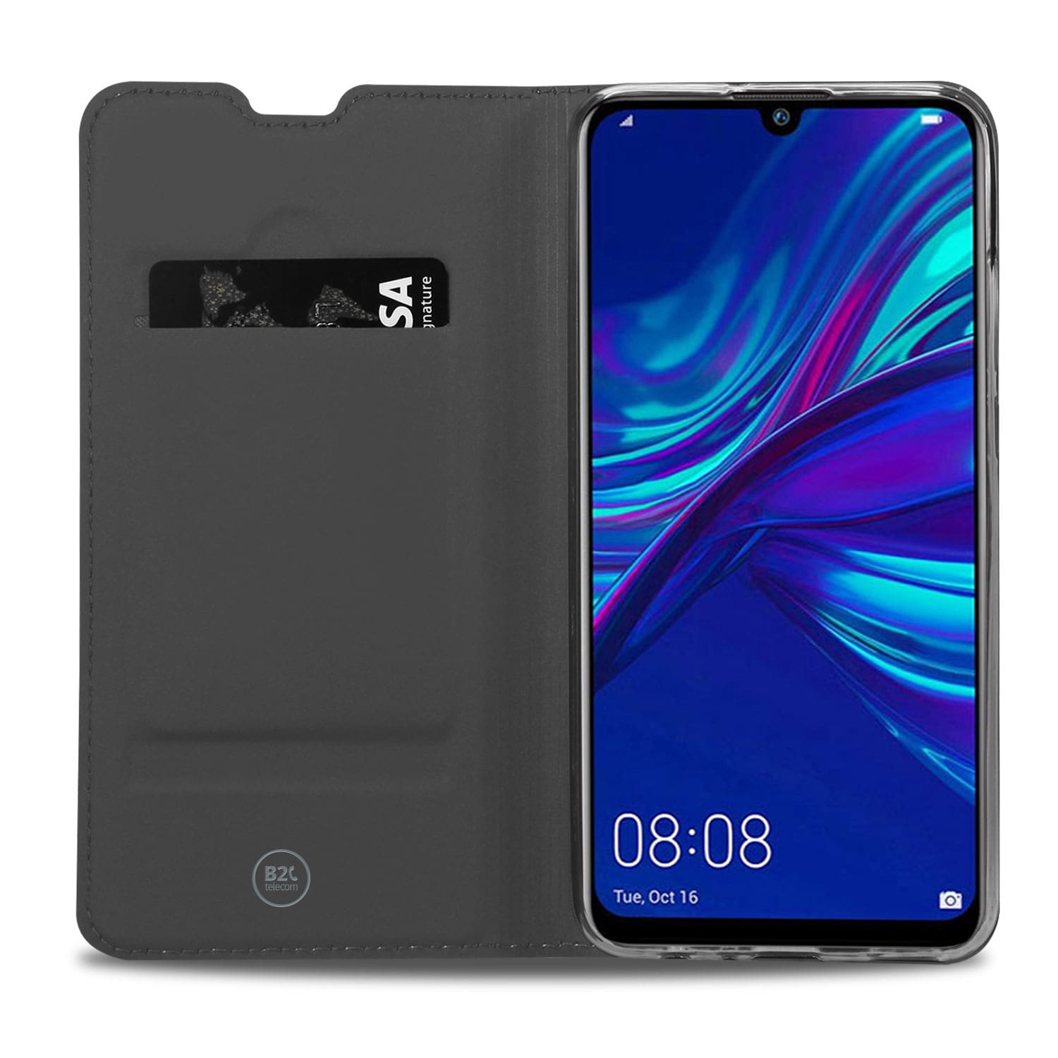 Huawei P Smart (2019) Stand Case Hoesje Wit met Pashouder