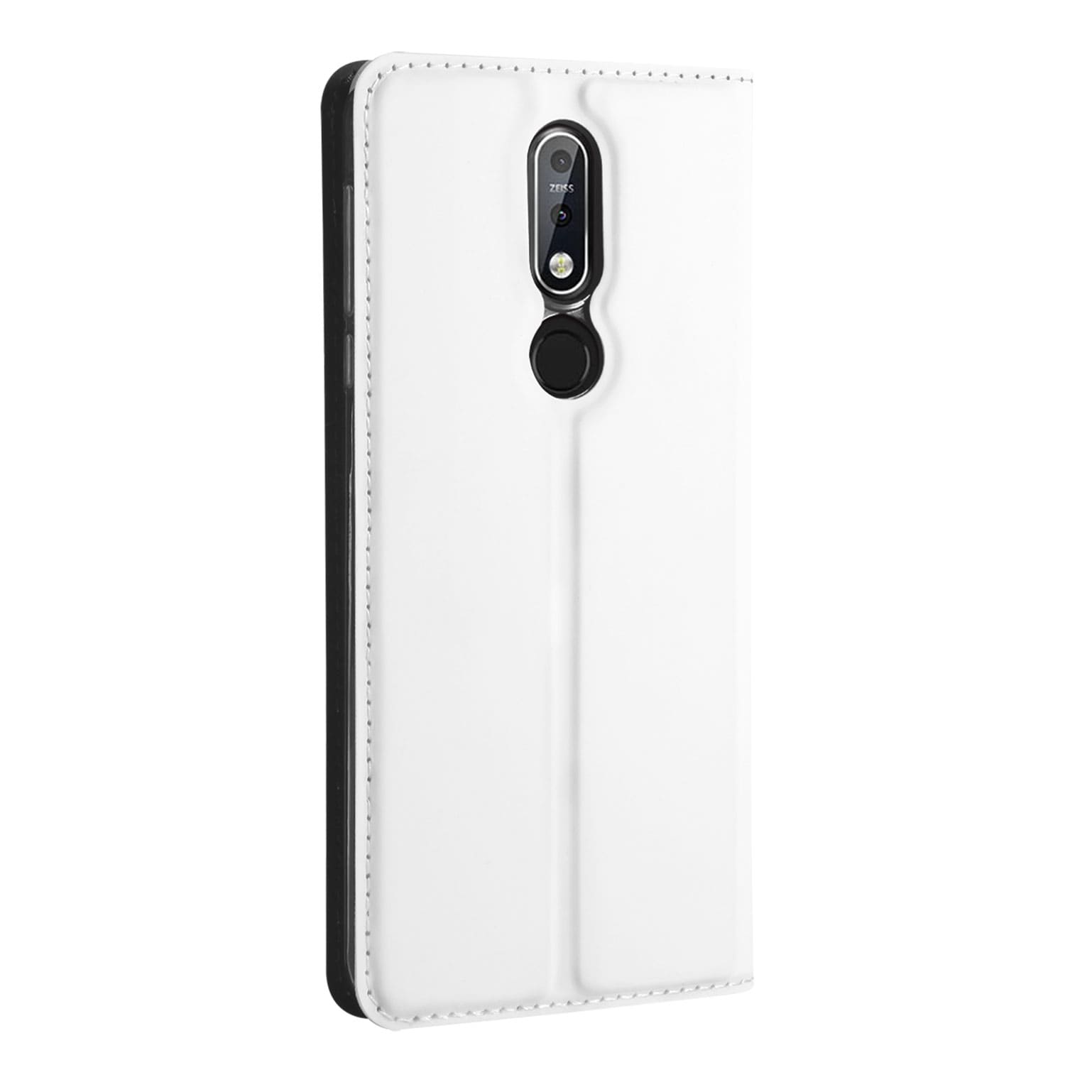 Nokia 7.1 Stand Case Hoesje Wit met Pashouder