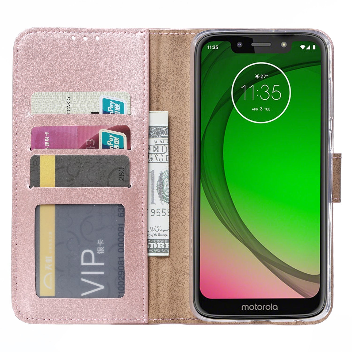 Motorola Moto G7 Play Hoesje Rose met Pasjeshouder