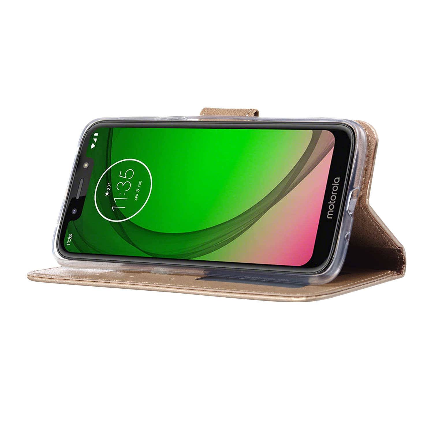 Motorola Moto G7 Play Hoesje Goud met Pasjeshouder