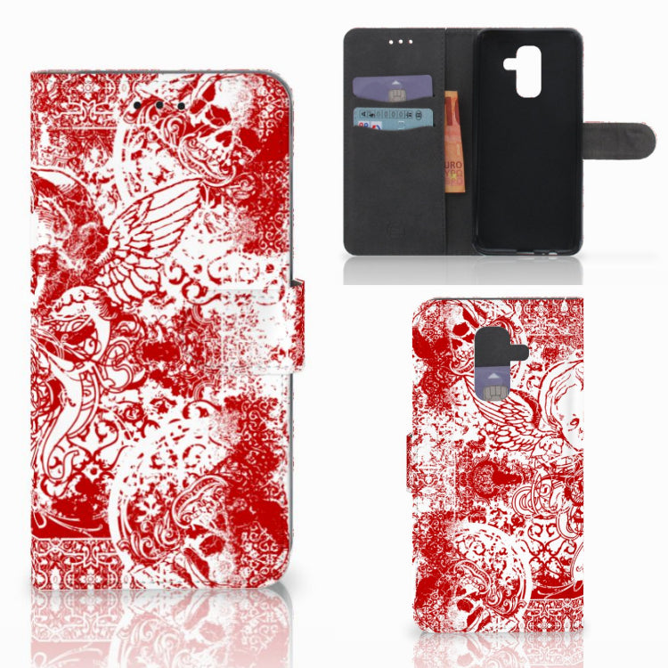 Telefoonhoesje met Naam Samsung Galaxy A6 Plus 2018 Angel Skull Rood