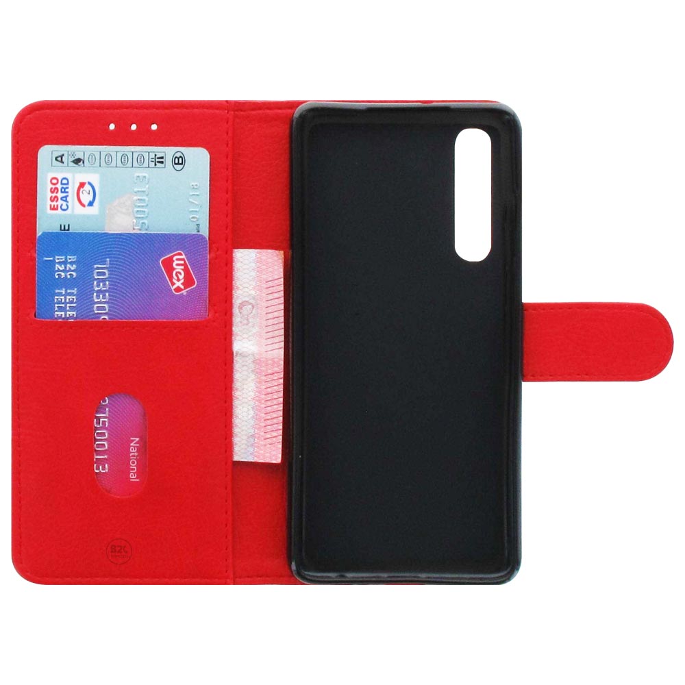 Huawei P30 Standcase Hoesje Rood met Pasjeshouder