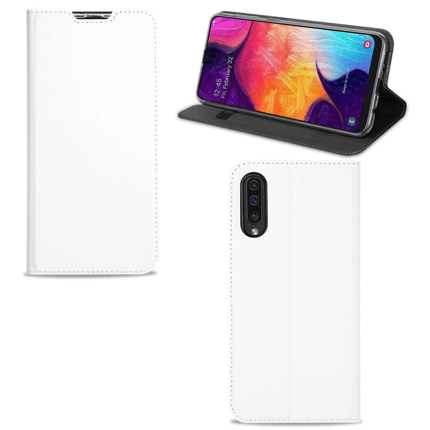 Samsung Galaxy A50 Standcase Hoesje Wit met Pashouder