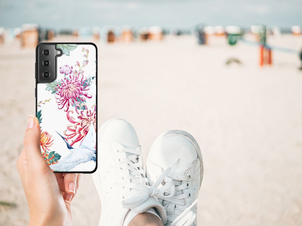 Samsung Galaxy S21 Plus Dierenprint Telefoonhoesje Bird Flowers B2C Telecom