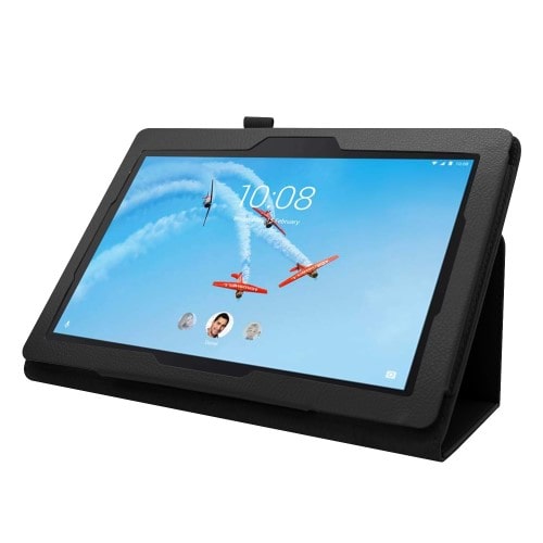 Lenovo Tab E10 Tablethoesje Zwart met Standaard
