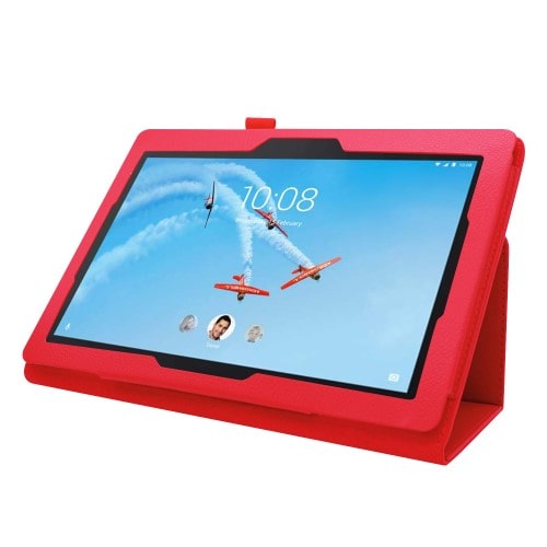 Lenovo Tab E10 Tablethoesje Rood met Standaard