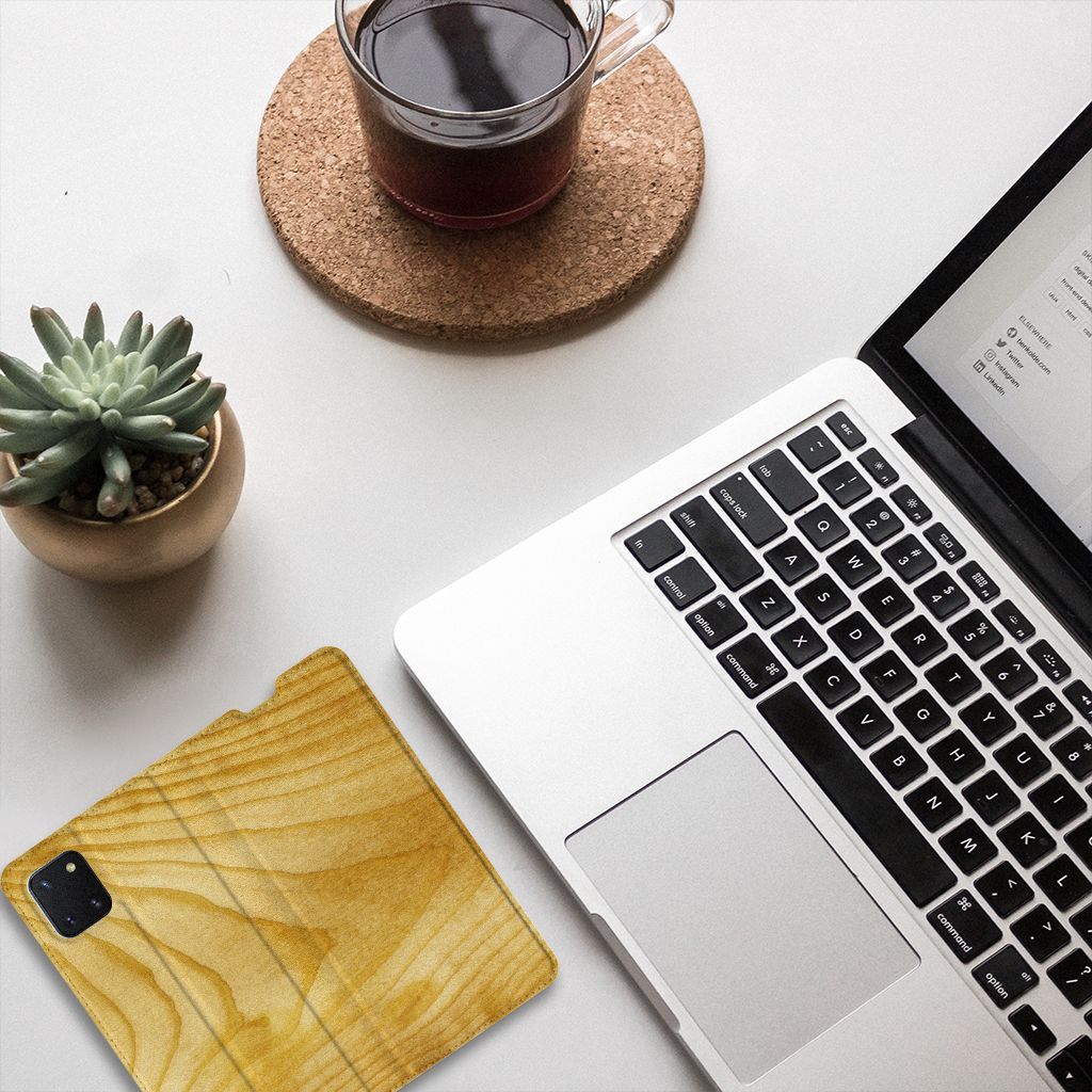 Samsung Galaxy Note 10 Lite Book Wallet Case Licht Hout - B2C Telecom