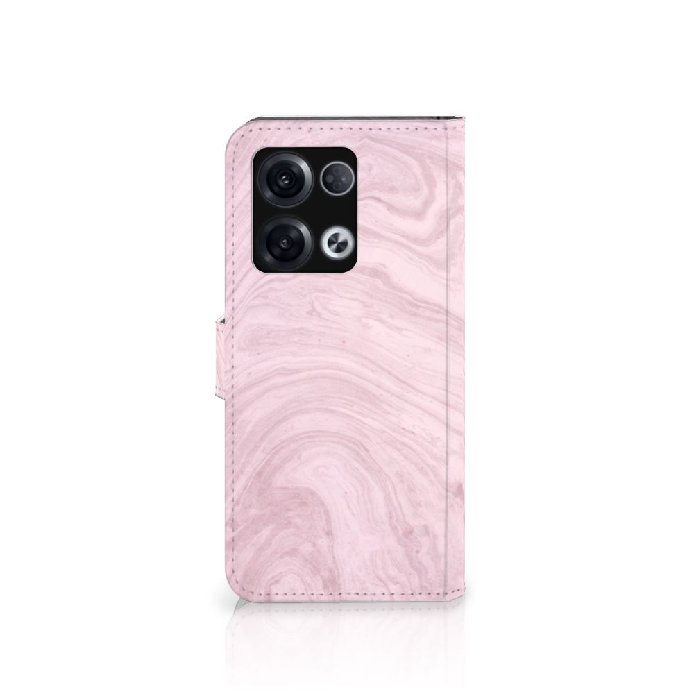 OPPO Reno8 Pro Bookcase Marble Pink - Origineel Cadeau Vriendin