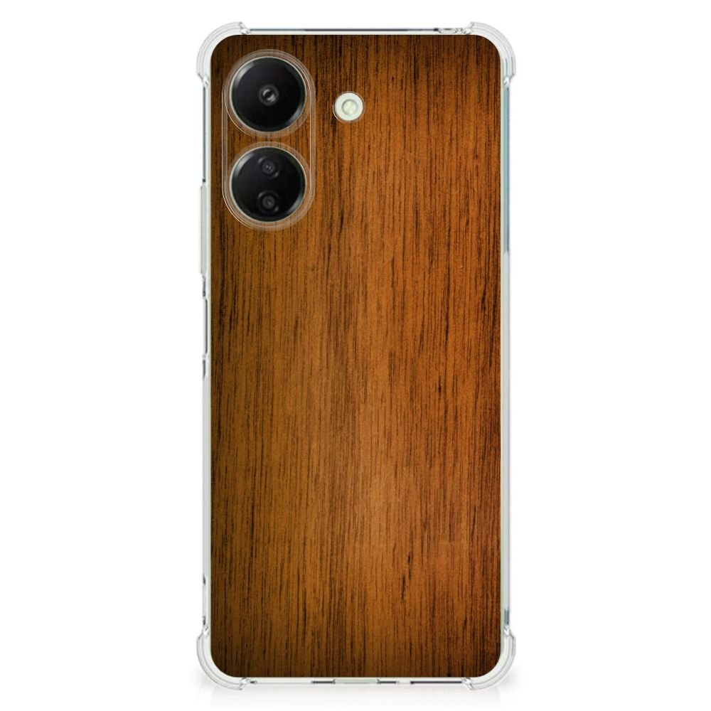 Xiaomi Redmi 13C 4G Stevig Telefoonhoesje Donker Hout