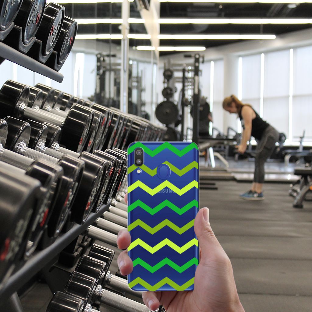 Samsung Galaxy M20 (Power) TPU bumper Zigzag Groen