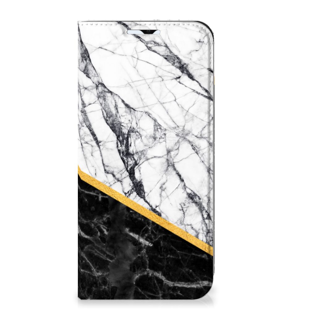 Samsung Galaxy A23 Standcase Marmer Wit Zwart - Origineel Cadeau Man - B2C Telecom