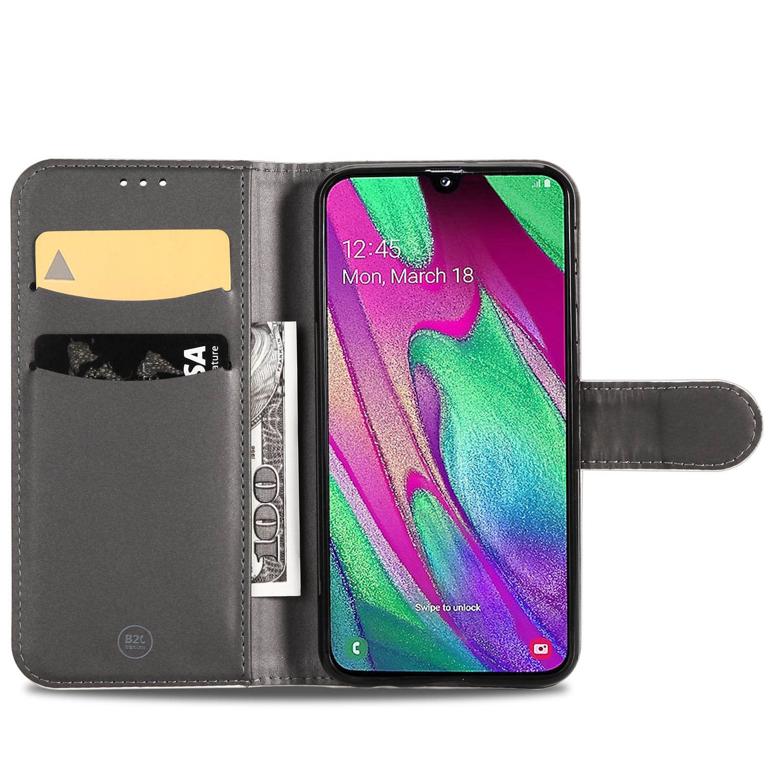 Samsung Galaxy A40 Hoesje Wit met Pasjeshouder