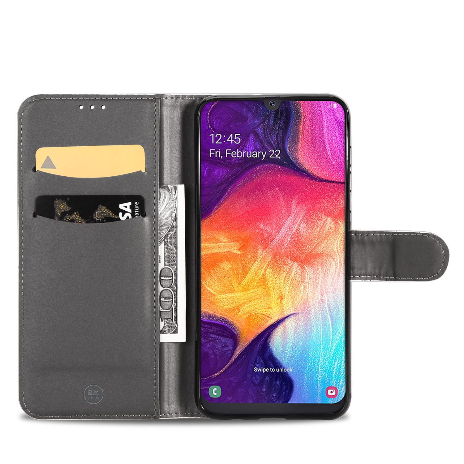 Samsung Galaxy A50 Hoesje Wit met Pasjeshouder