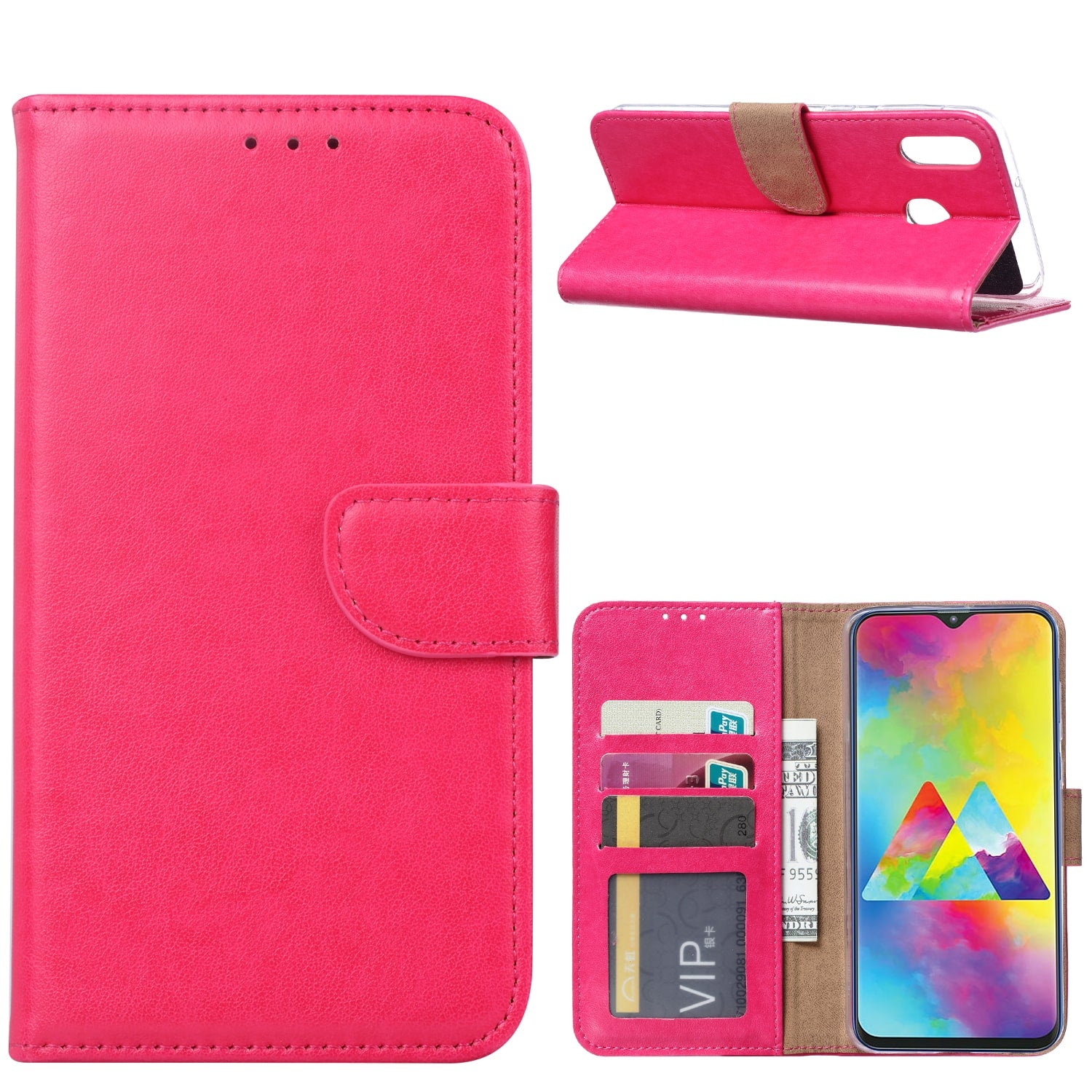 Samsung Galaxy M20 Hoesje Roze met Pasjeshouder