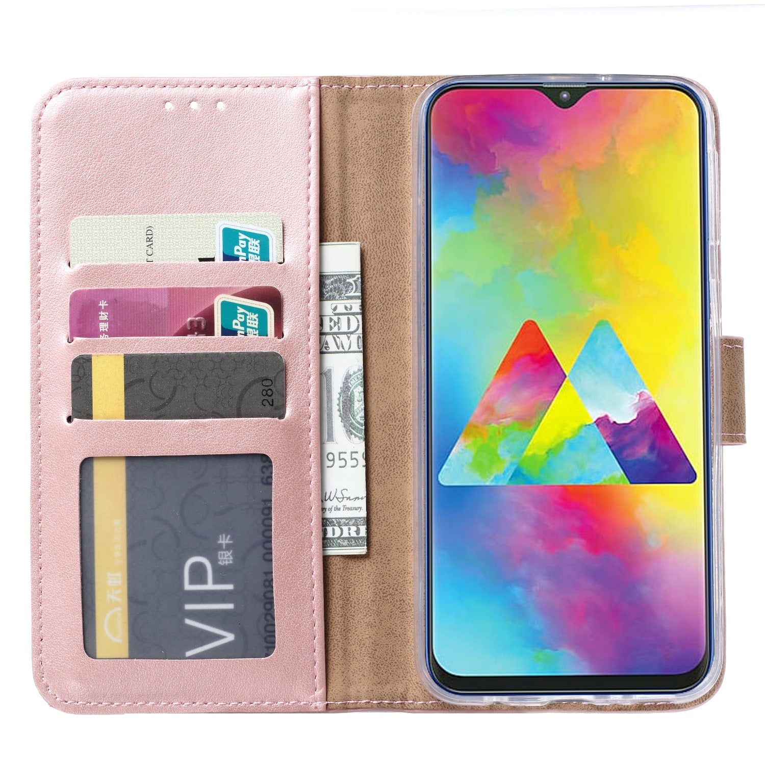 Samsung Galaxy M20 Hoesje Rose met Pasjeshouder