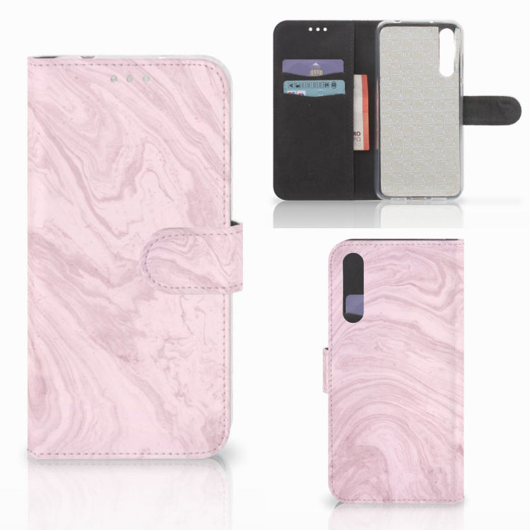 Huawei P20 Pro Bookcase Marble Pink - Origineel Cadeau Vriendin