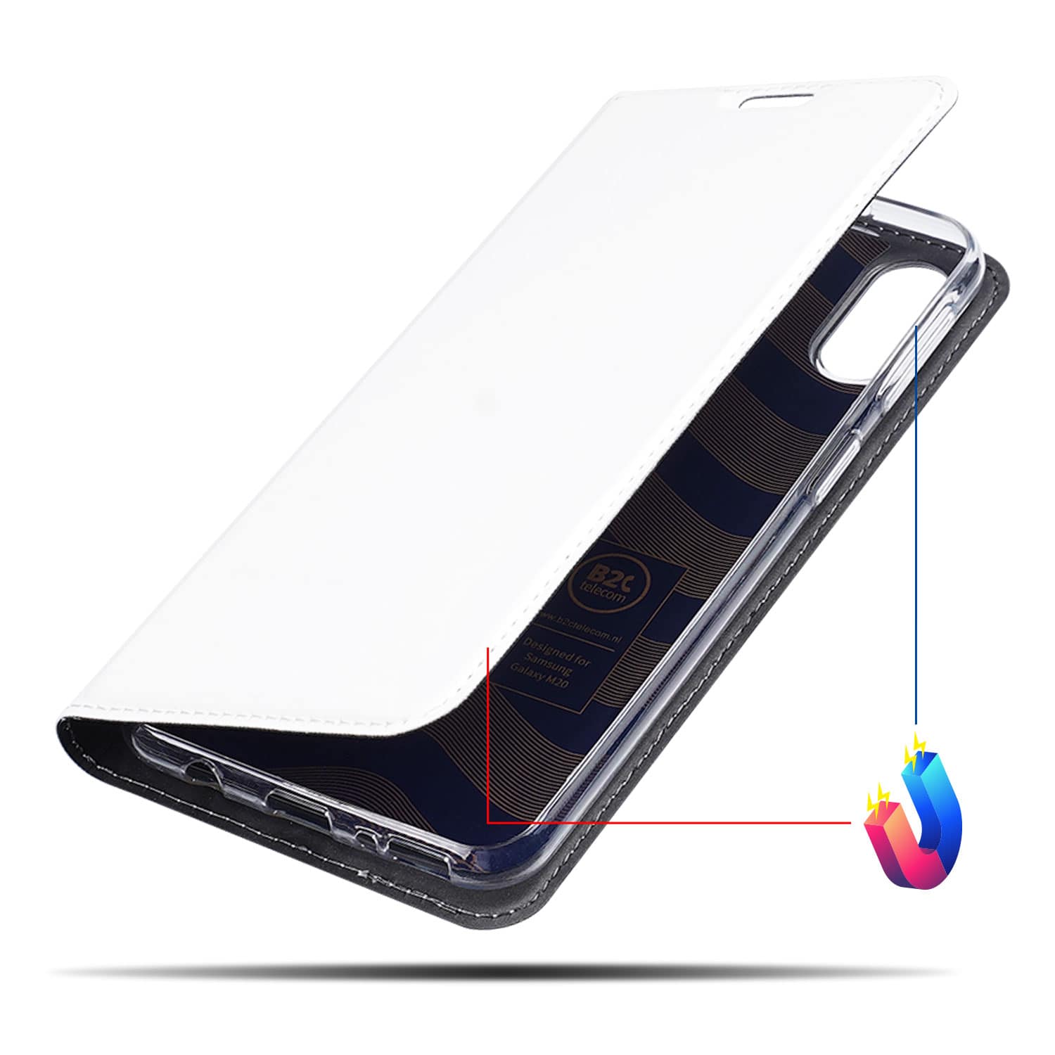 Samsung Galaxy M20 Hoesje Wit met Pashouder