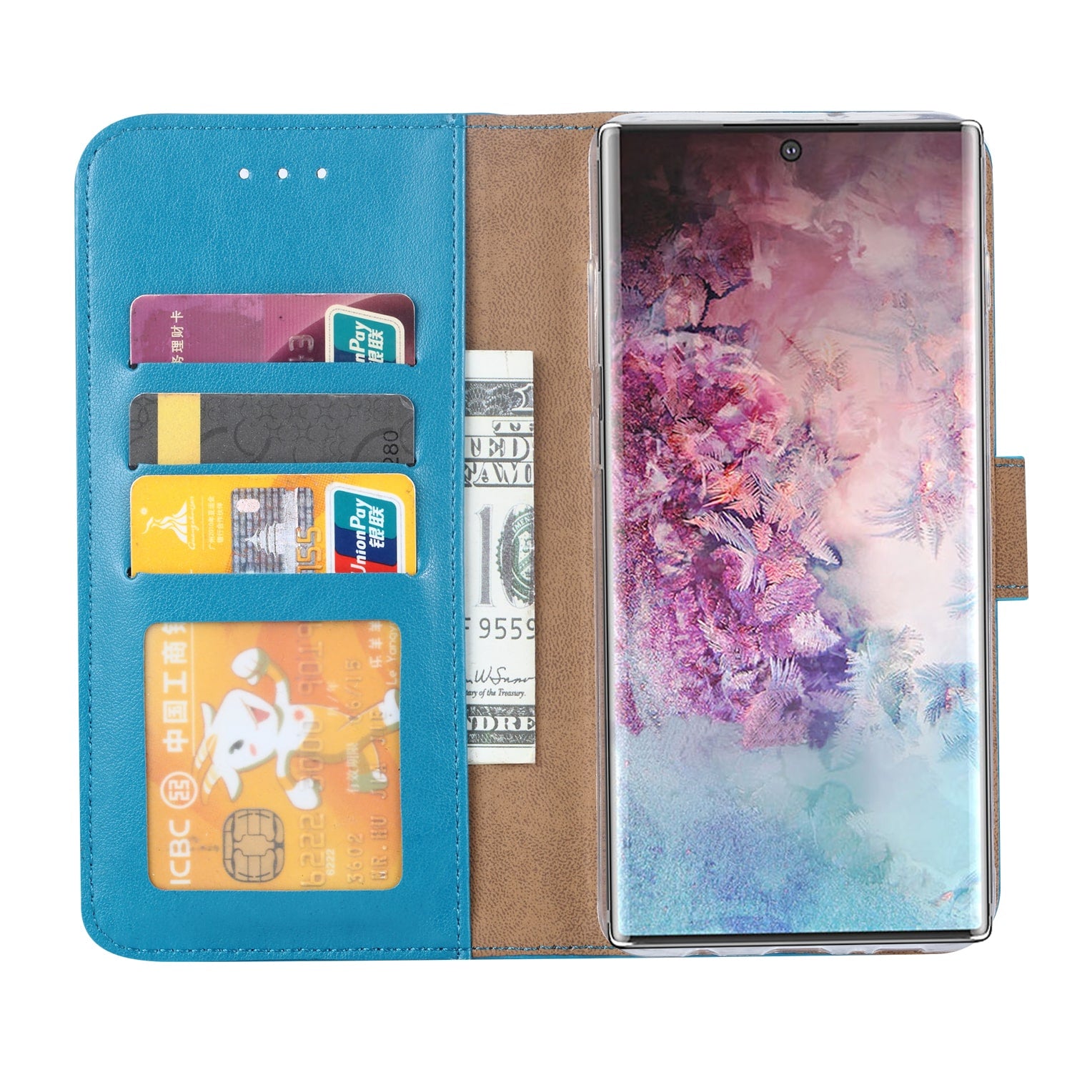 Samsung Galaxy Note 10 Hoesje Turquoise met Pasjeshouder