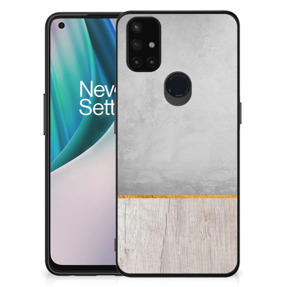 OnePlus Nord N10 5G Houten Print Telefoonhoesje Wood Concrete