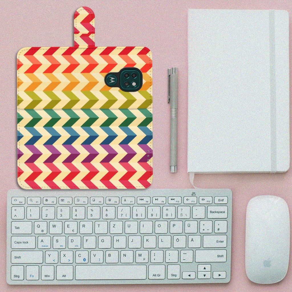 Motorola Moto G9 Play | E7 Plus Telefoon Hoesje Zigzag Multi Color