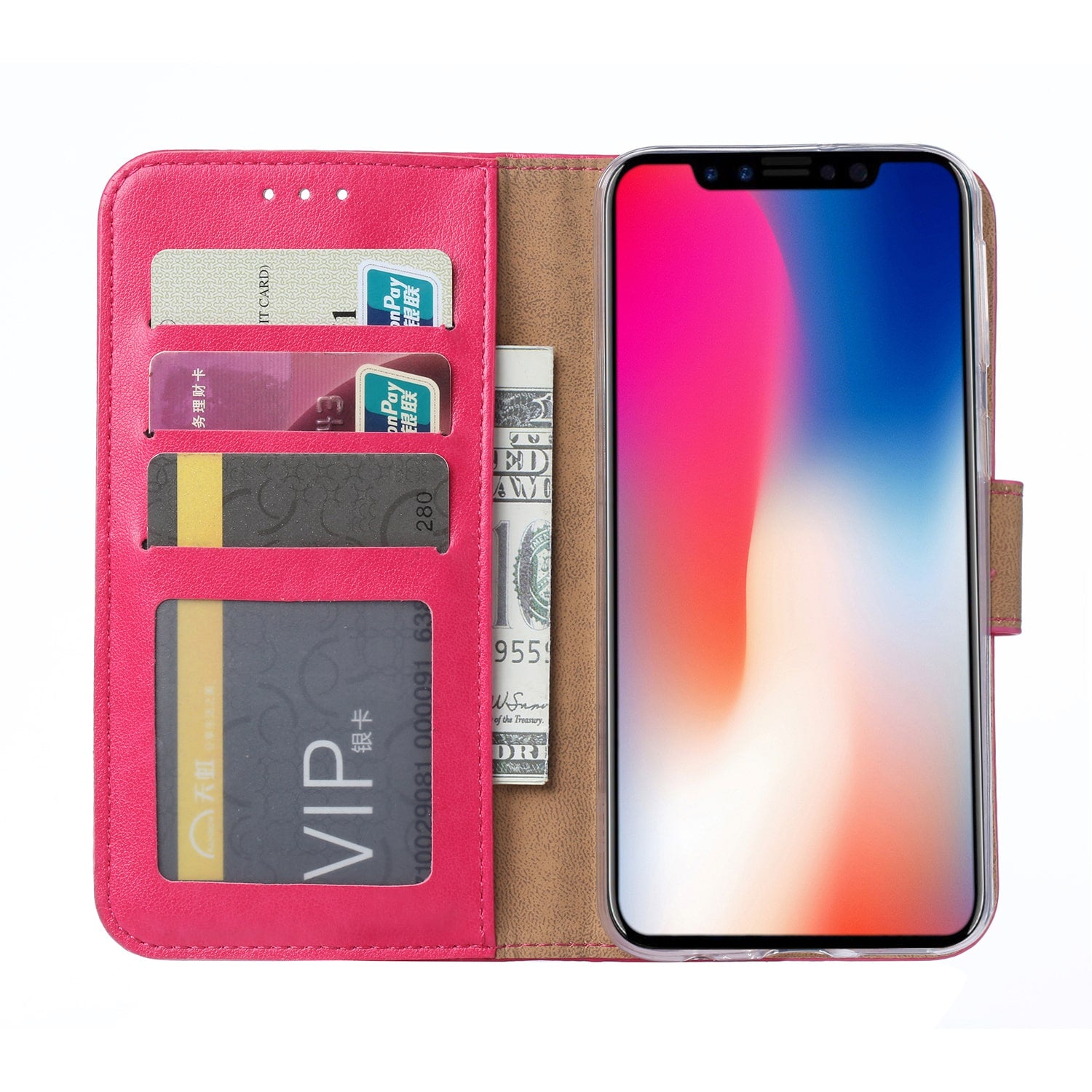 Apple iPhone 11 Pro Max Hoesje Roze met Pasjeshouder
