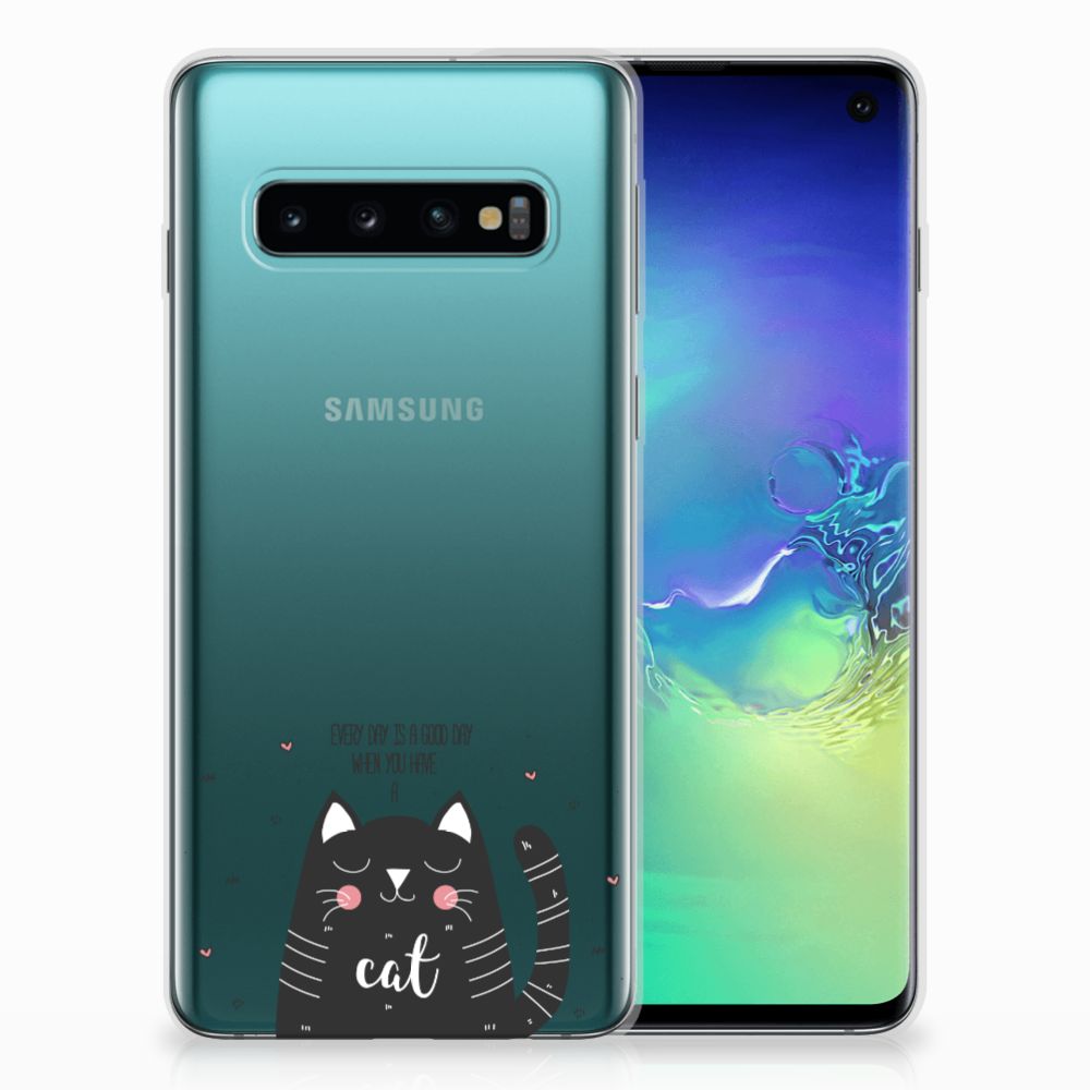 Samsung Galaxy S10 Telefoonhoesje met Naam Cat Good Day