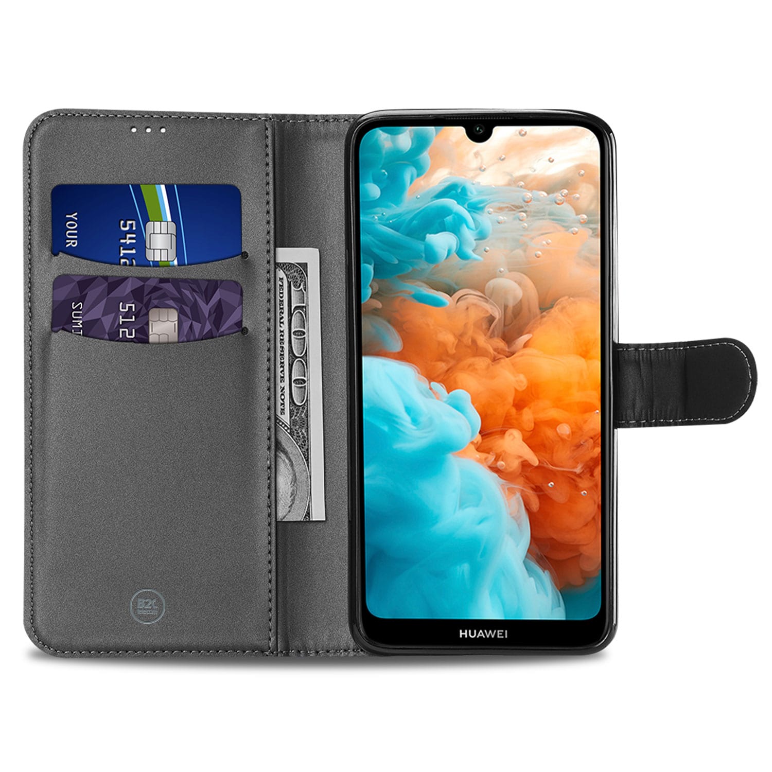 Huawei Y6 (2019) Hoesje Wit met Pasjeshouder