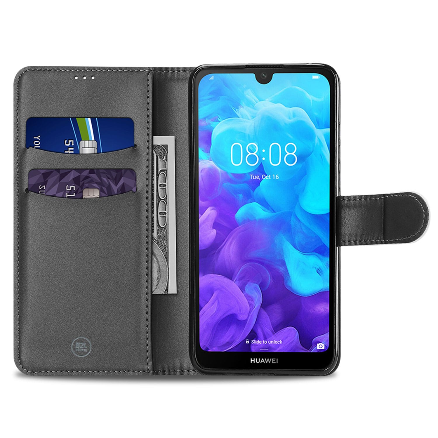 Huawei Y5 (2019) Hoesje Wit met Pasjeshouder