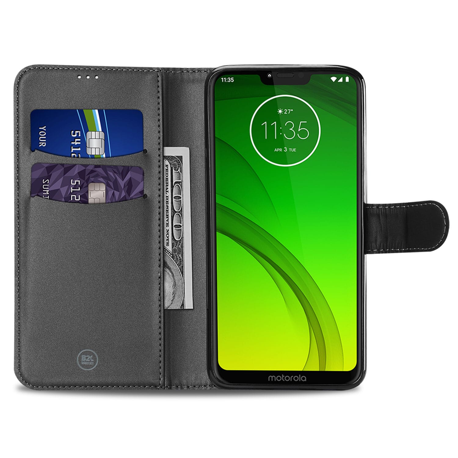 Motorola Moto G7 Power Boekhoesje Wit met Pasjeshouder