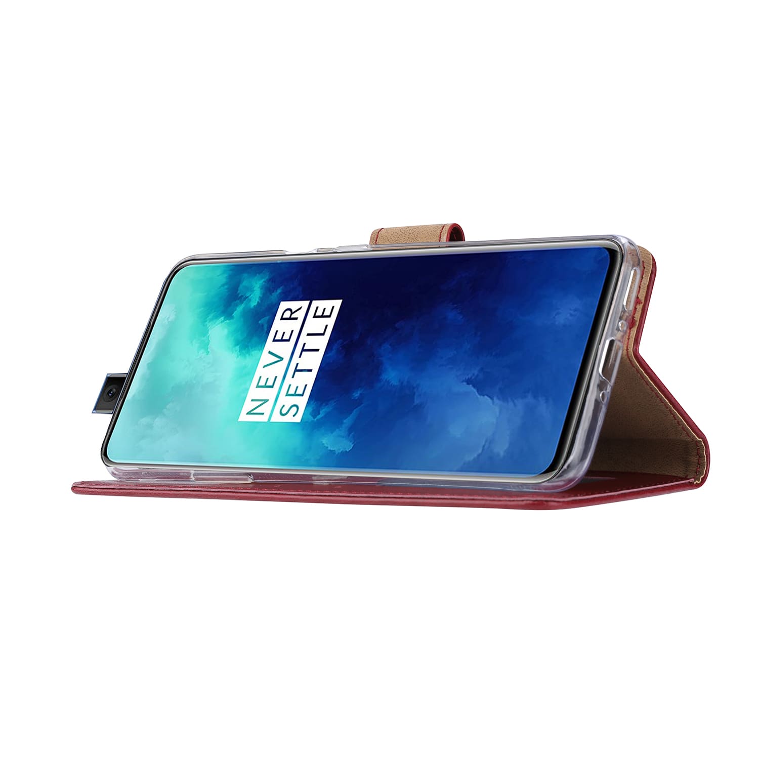 OnePlus 7T Pro Hoesje Bordeaux met Pasjeshouder