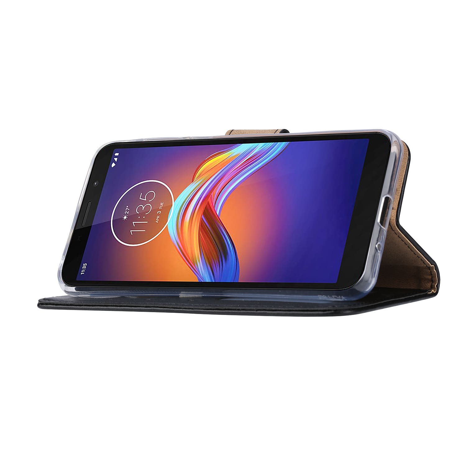 Motorola Moto E6 Play Hoesje Zwart met Pasjeshouder