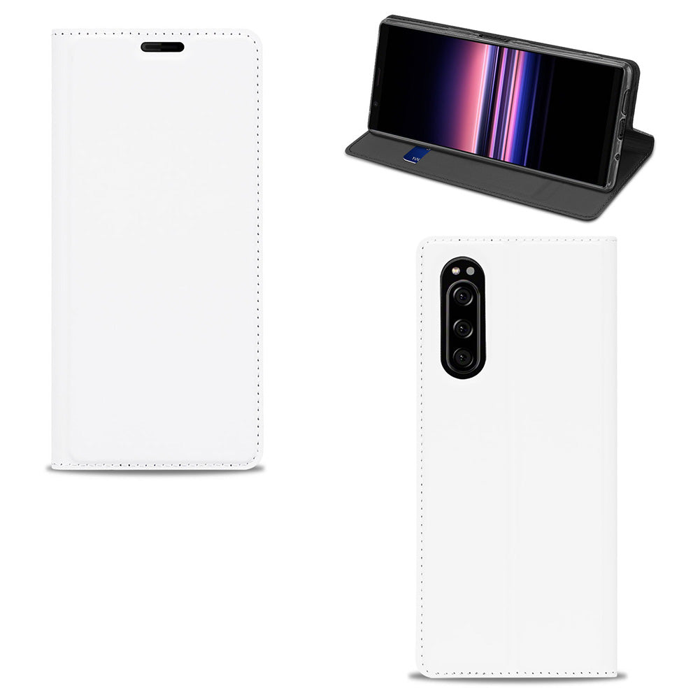 Bookcover Hoesje Sony Xperia 5 Wit met Pashouder