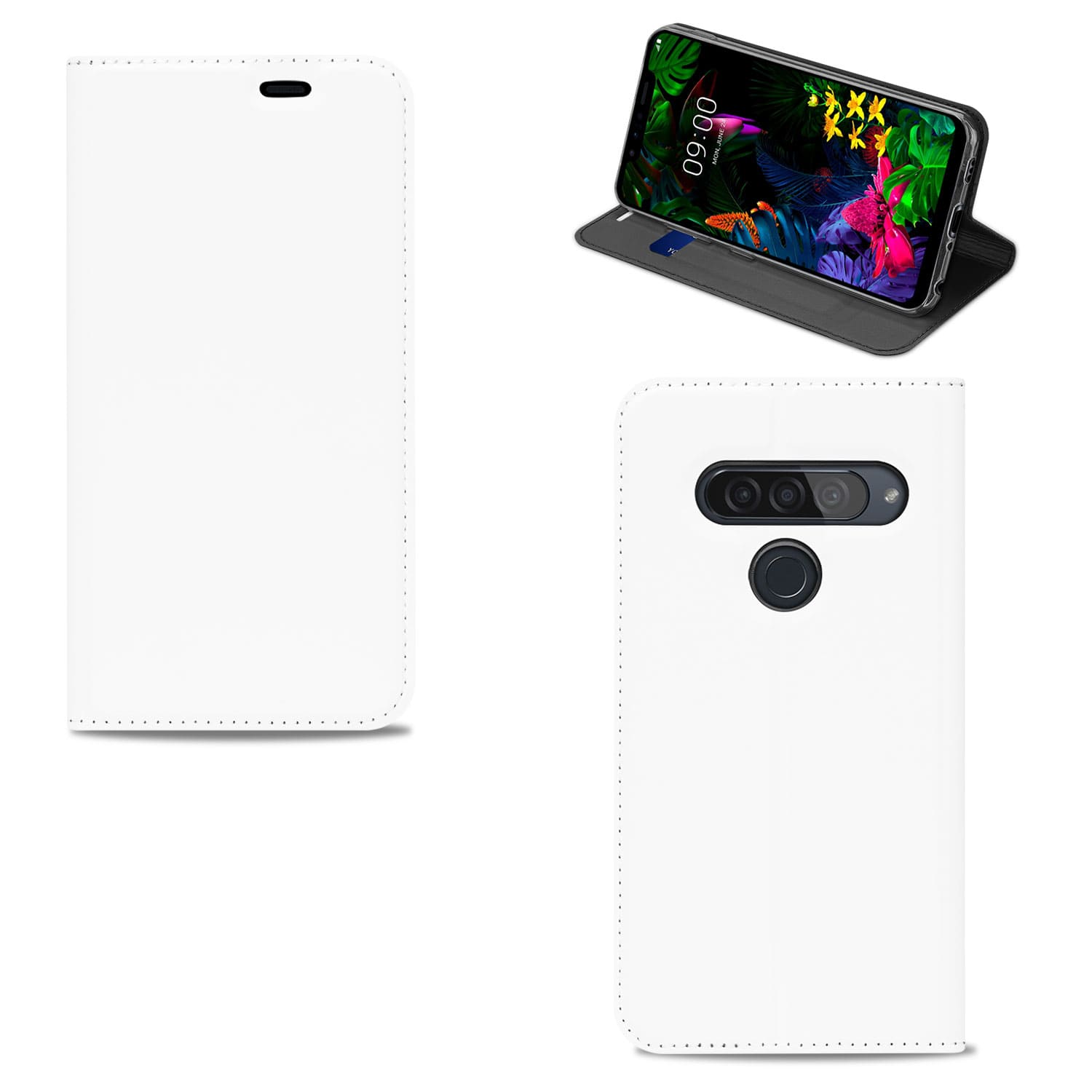 Bookcase Hoesje LG G8s Thinq Wit met Pashouder